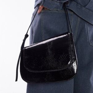 Topshop Black Croc Sara Shoulder Bag